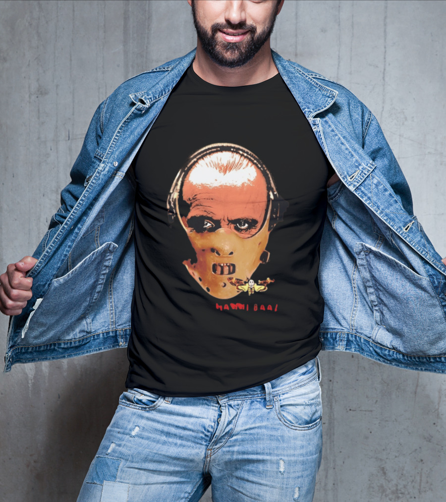 Hannibal Lecter Silence Of The Lamb Halloween Horror Mask With Skull Moth T-Shirt