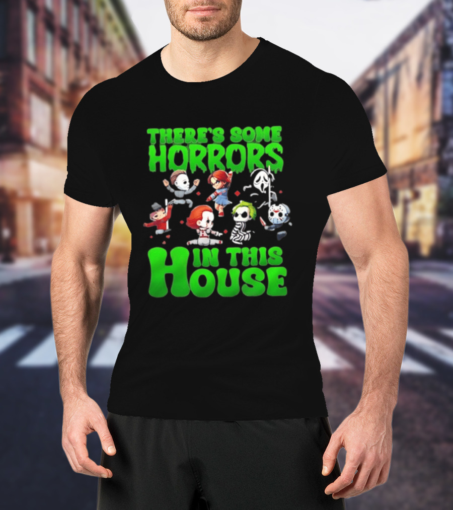 There's Some Horrors In This House Halloween Characters Dancing T-Shirt