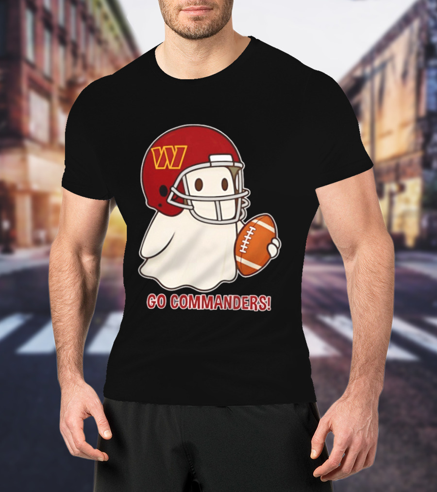 Washington Commanders Halloween Ghost Football Go Commanders 2026 T-Shirt