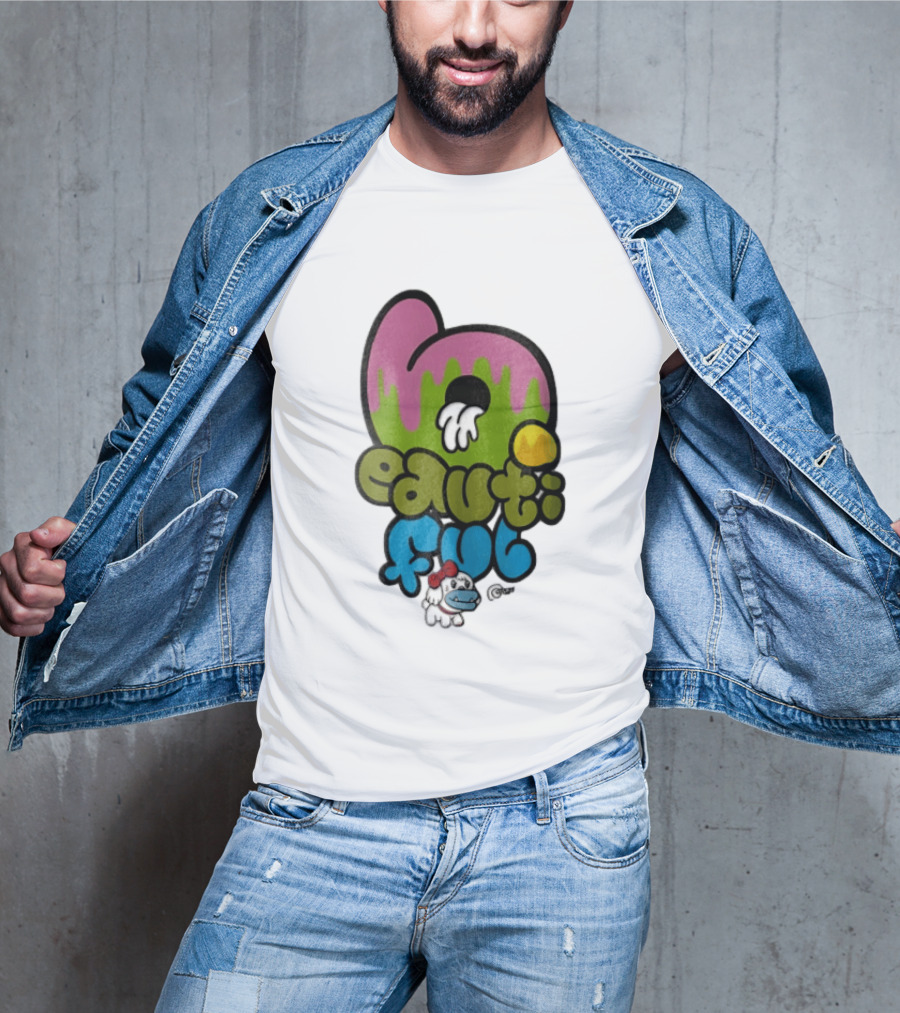Beautiful Graffiti Lettering Dripping Paint Cartoon Dog With Spray Can T-Shirt
