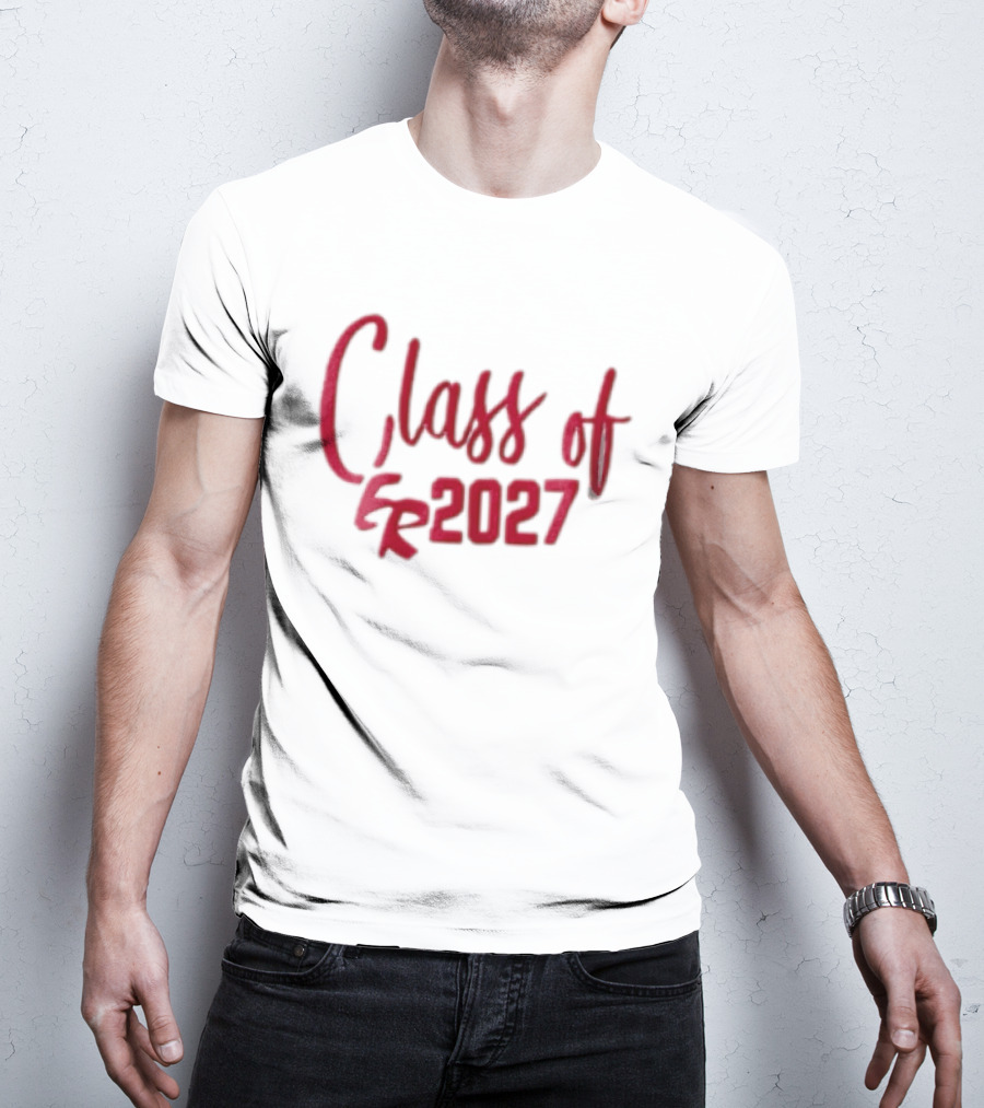 Class Of 2027 Red Script Numbers T-Shirt