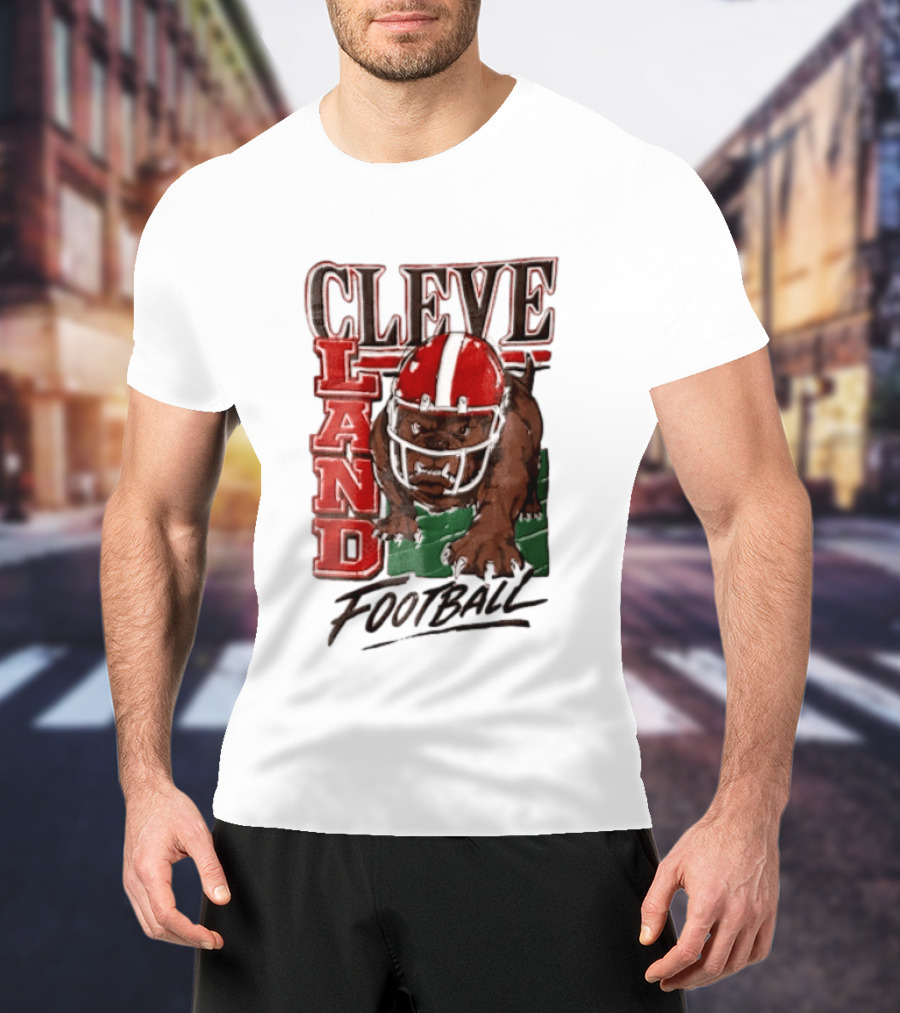 Cleveland Browns Bulldog Football Helmet Mascot Running T-Shirt