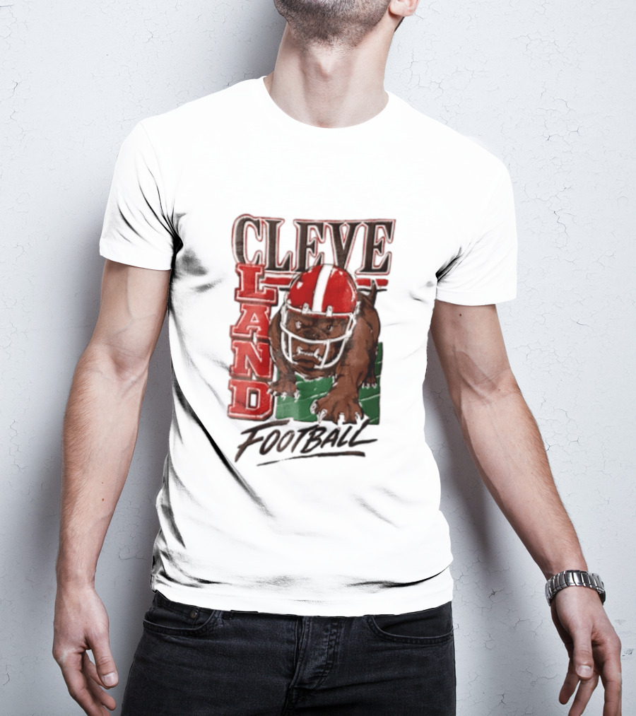 Cleveland Browns Bulldog Football Helmet Mascot Running T-Shirt