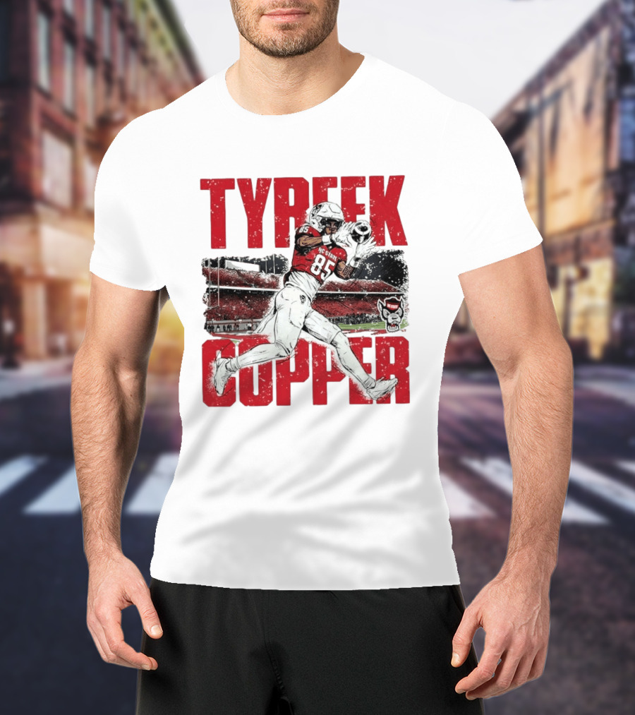 NCAA Football NC State Wolfpack Tyreek Copper Catching Highlight Caricature T-Shirt