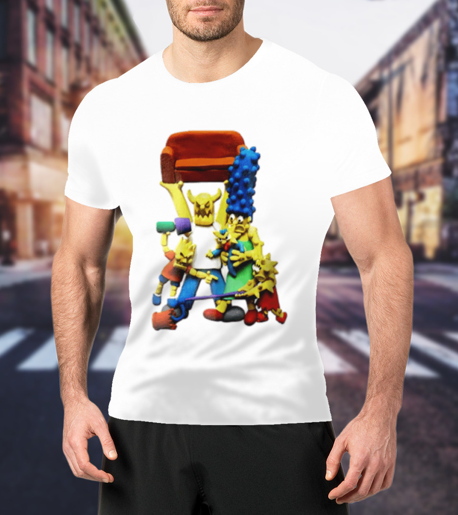 The Simpsons Claymation Family Couch Posing Scene T-Shirt