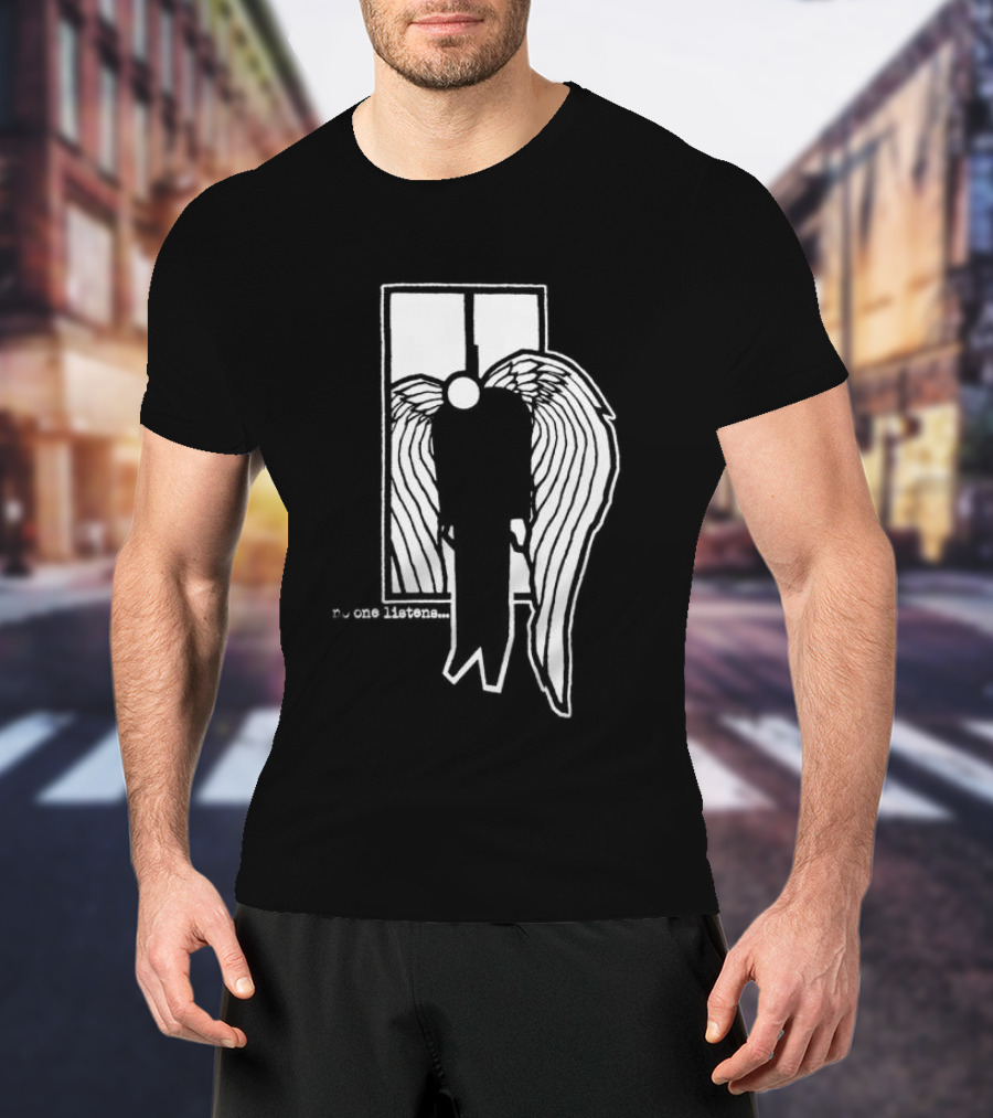 7 Angels 7 Plagues No One Listens Wings Mirror Black T-Shirt