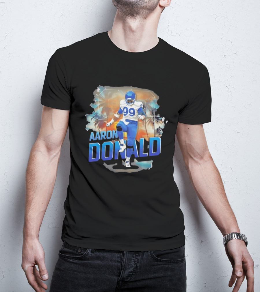 Aaron Donald 99 Los Angeles Rams Sunset Cityscape T-Shirt