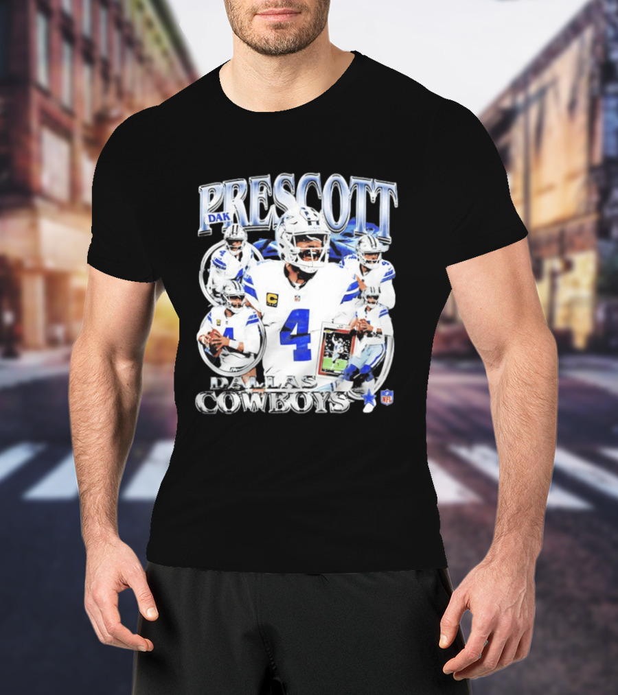 Dak Prescott Dallas Cowboys NFL Quarterback Collage T-Shirt