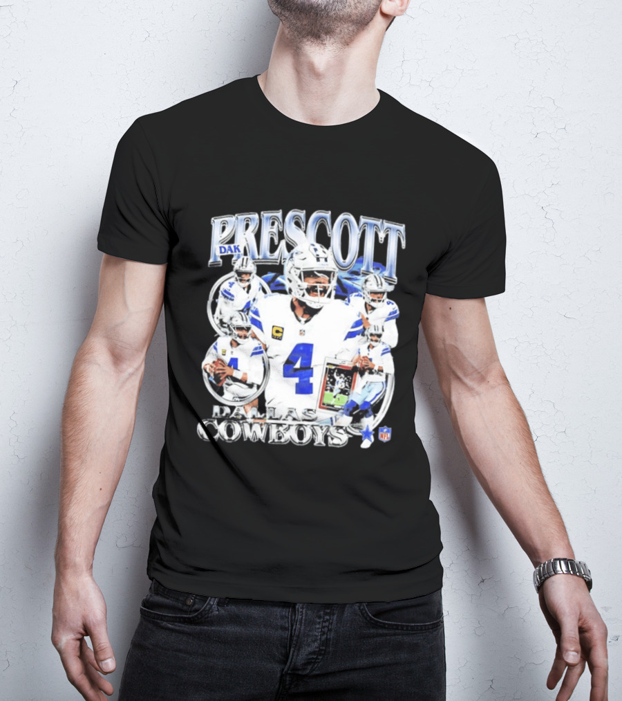 Dak Prescott Dallas Cowboys NFL Quarterback Collage T-Shirt