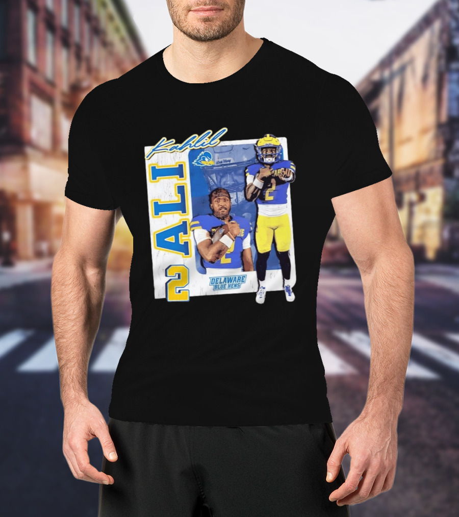 Kahlil Ali Delaware Blue Hens Football No 2 Collage T-Shirt