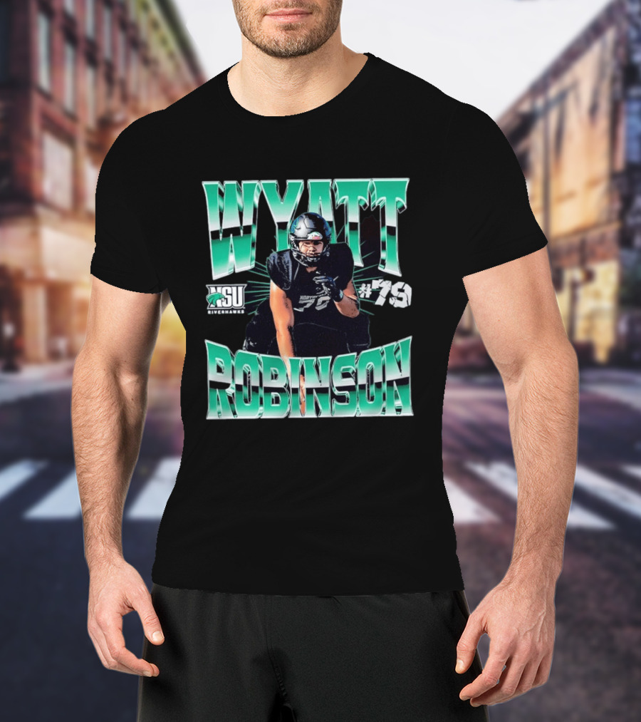 Northeastern State University RiverHawks Football Wyatt Robinson #79 T-Shirt