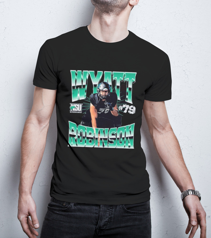 Northeastern State University RiverHawks Football Wyatt Robinson #79 T-Shirt