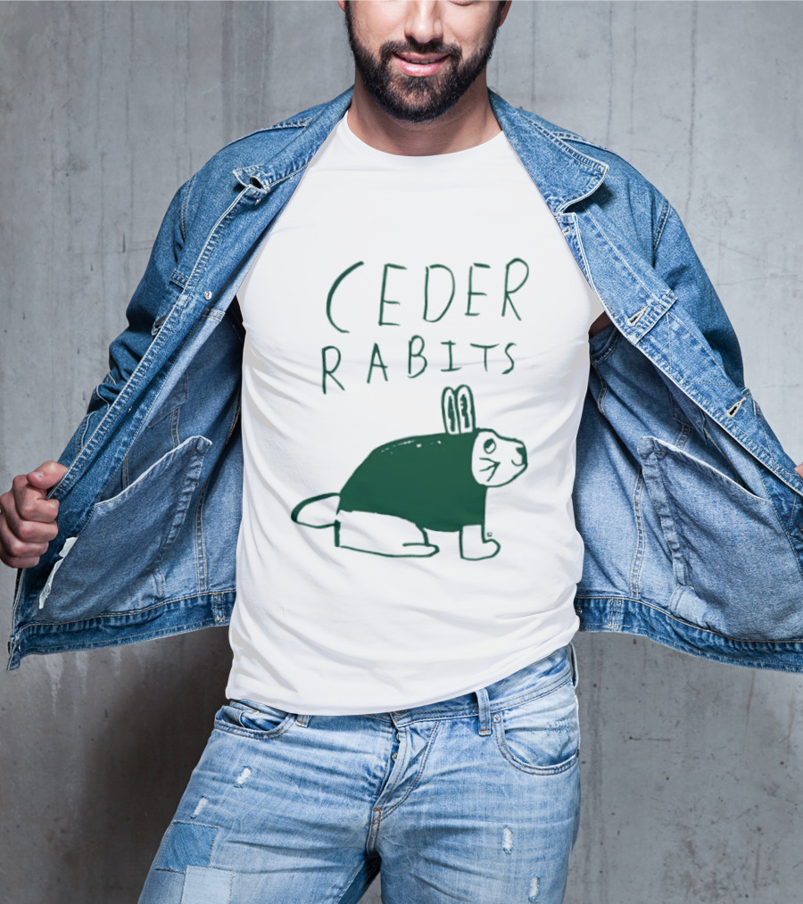 Cedar Rapids Ceder Rabits Playful Drawing T-Shirt