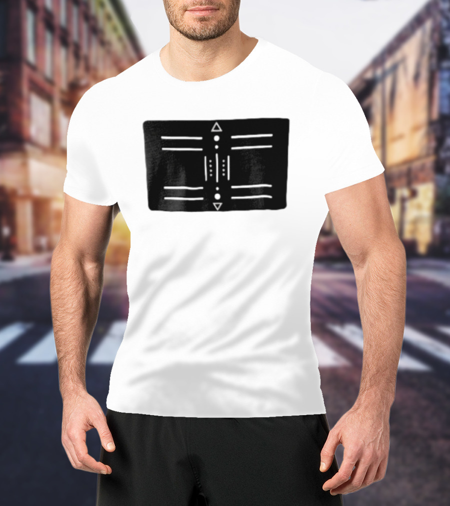 Black Geometric Tribal Design With Triangles And Dots T-Shirt