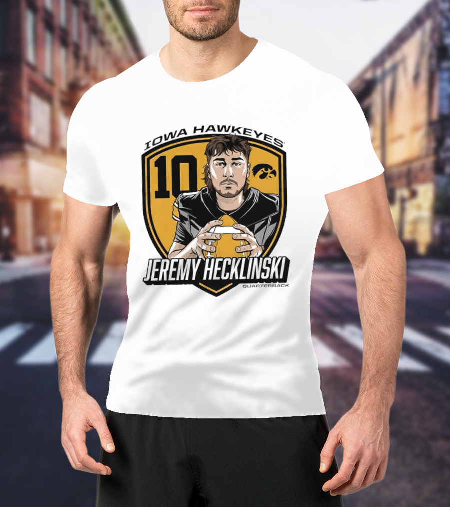 Iowa Hawkeyes 10 Jeremy Hecklinski Football Gold T-Shirt
