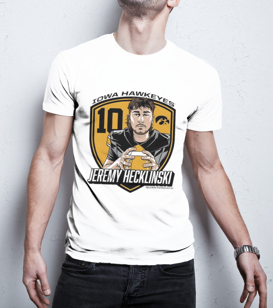 Iowa Hawkeyes 10 Jeremy Hecklinski Football Gold T-Shirt