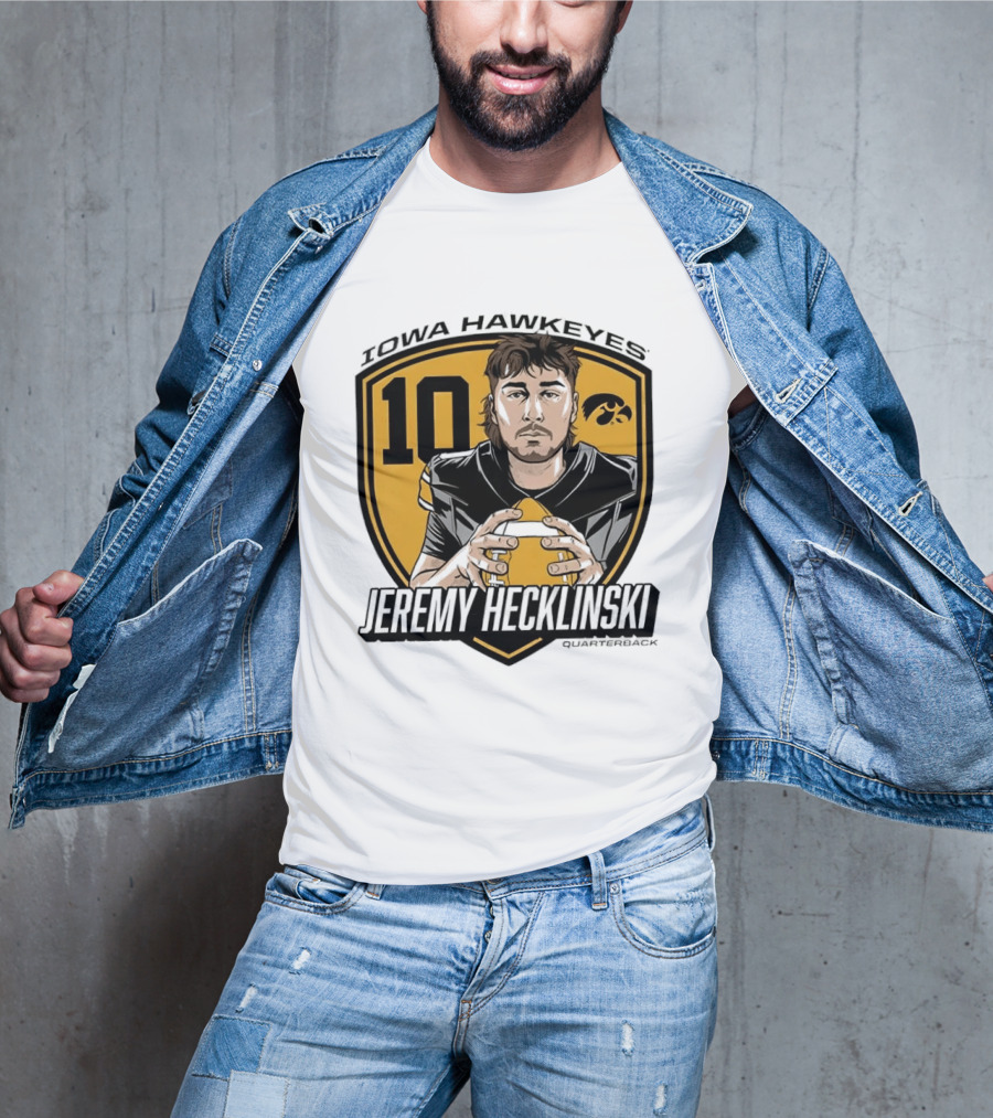 Iowa Hawkeyes 10 Jeremy Hecklinski Football Gold T-Shirt