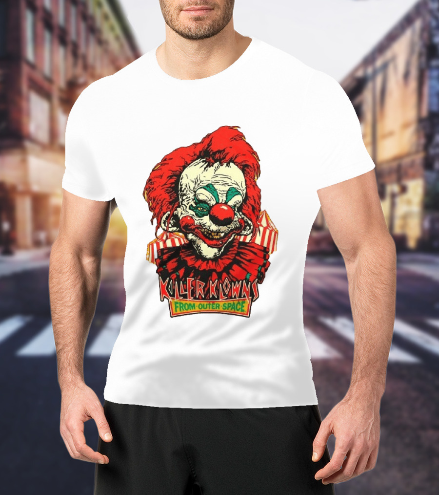 Killer Klowns From Outer Space Creepy Clown Art Red Nose Costume T-Shirt
