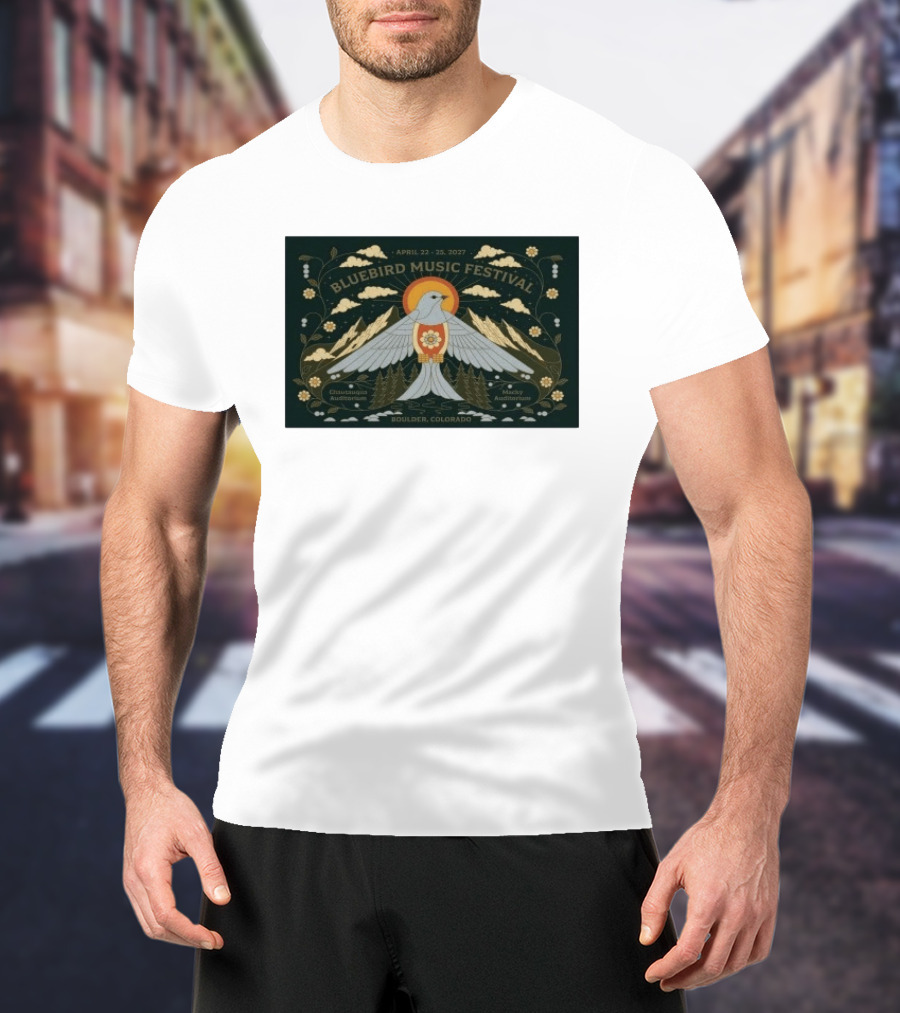 Bluebird Music Festival Boulder Colorado April 22 25 2027 Chautauqua Auditorium Macky Auditorium T-Shirt