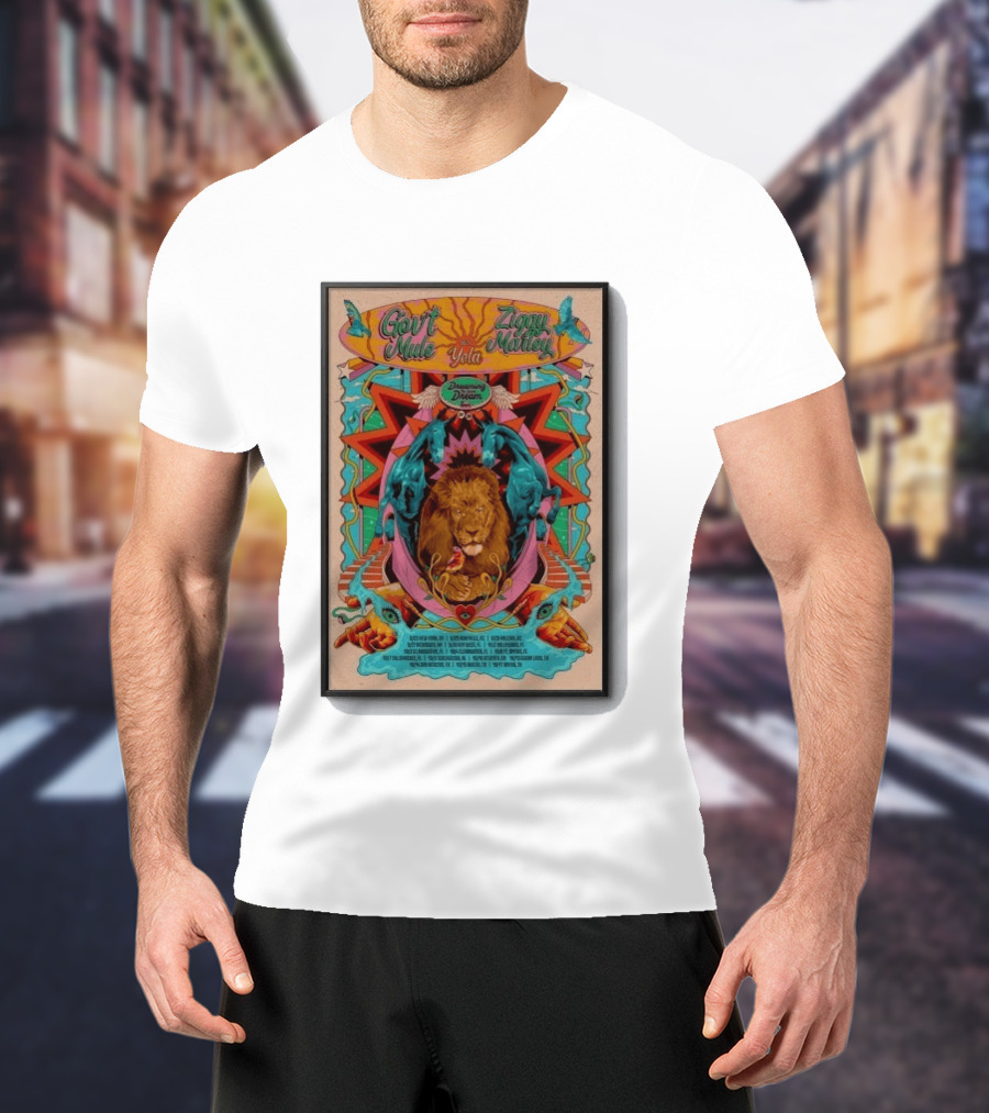 Gov't Mule Ziggy Marley Yola Dreaming The Same Dream Tour 2026 Lion Art And Dates T-Shirt