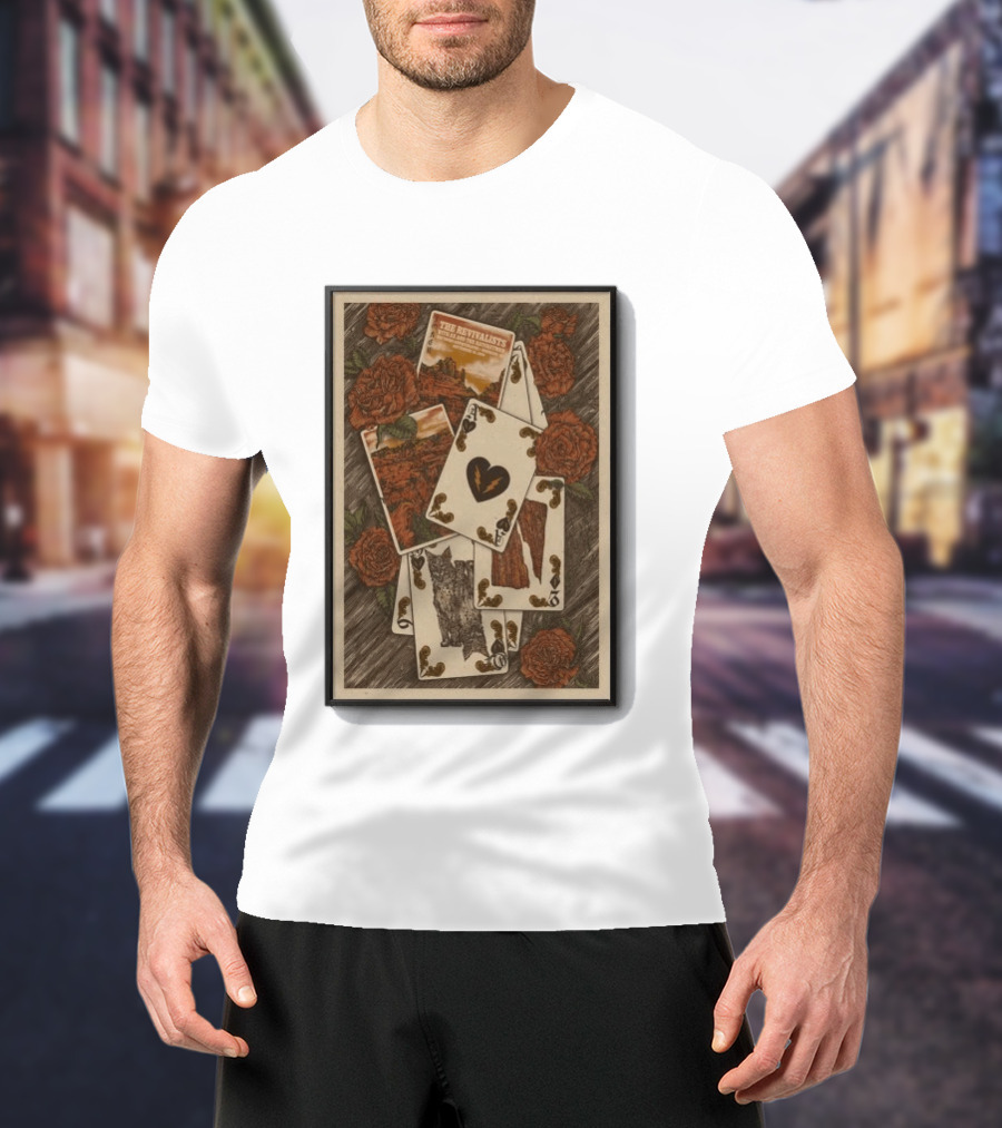 The Revivalists Red Rocks Amphitheatre Playing Cards Floral Art 9 25 2026 T-Shirt