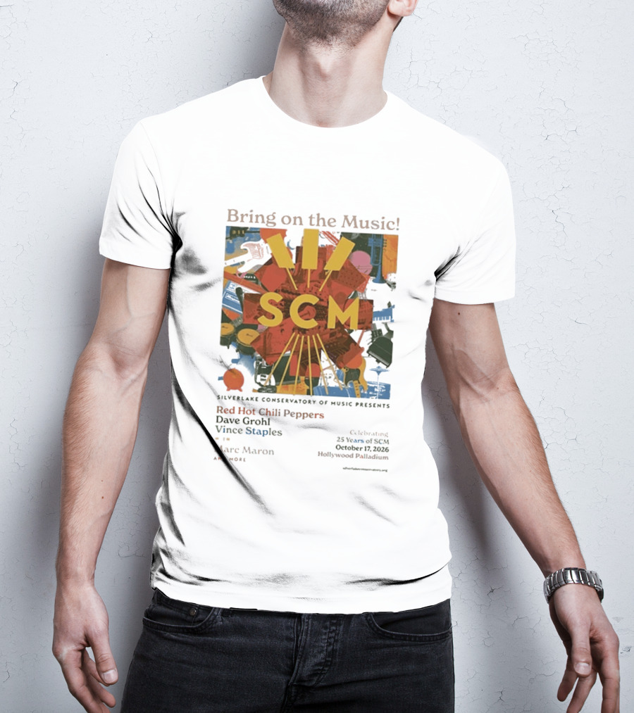 Bring On The Music Silverlake Conservatory Red Hot Chili Peppers Dave Grohl Vince Staples Event October 17 2026 Hollywood Palladium T-Shirt