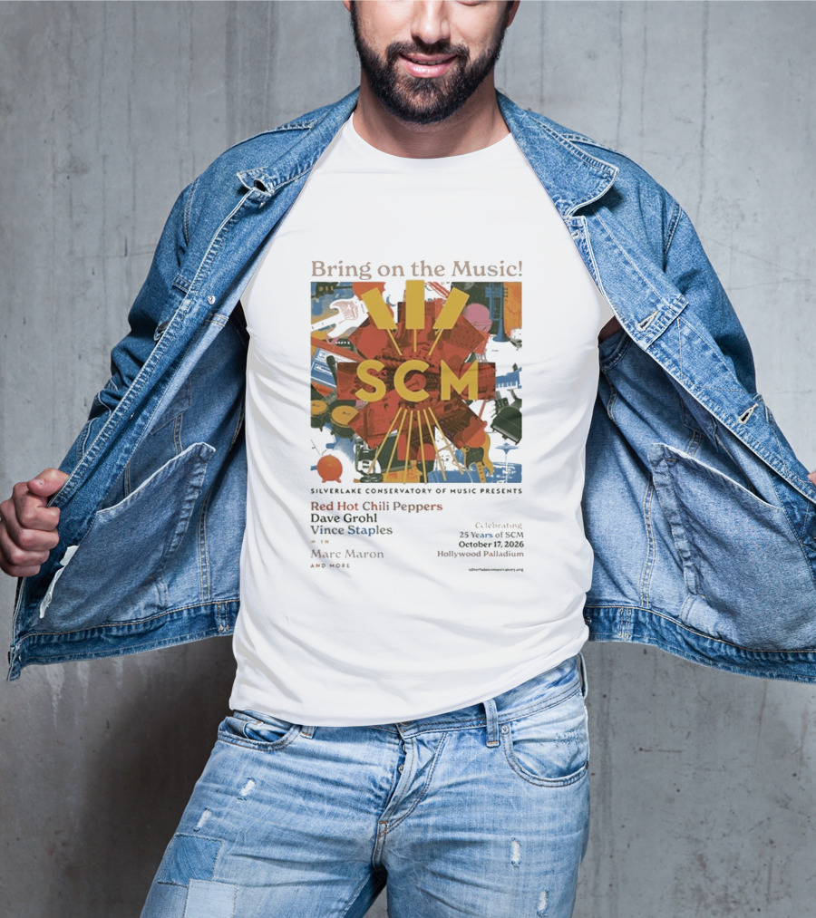 Bring On The Music Silverlake Conservatory Red Hot Chili Peppers Dave Grohl Vince Staples Event October 17 2026 Hollywood Palladium T-Shirt