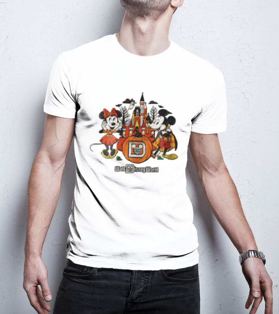 Walt Disney World Halloween Minnie Mouse Mickey Castle Pumpkin T-Shirt