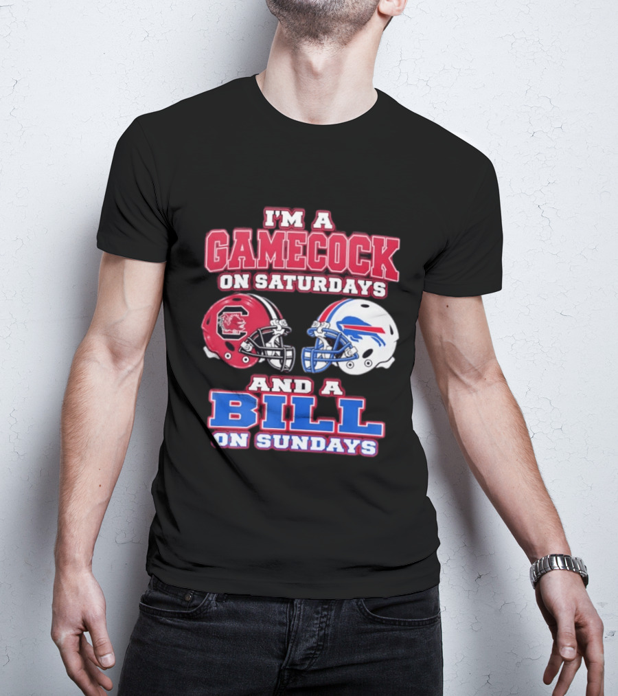 I'm A Gamecock On Saturdays And A Bill On Sundays Football Helmets T-Shirt