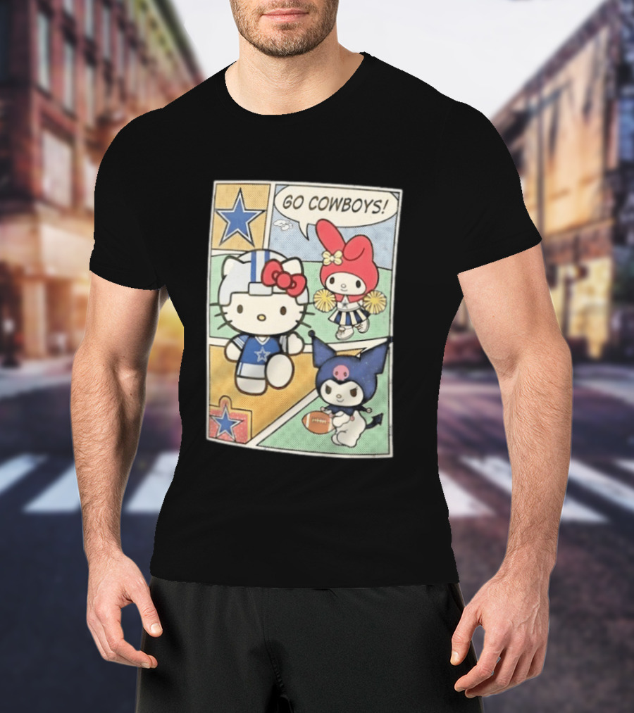 Dallas Cowboys Hello Kitty My Melody Kuromi Go Cowboys Comic T-Shirt