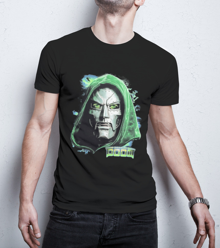 Doctor Doom Marvel Green Hooded Mask Iconic Villain T-Shirt