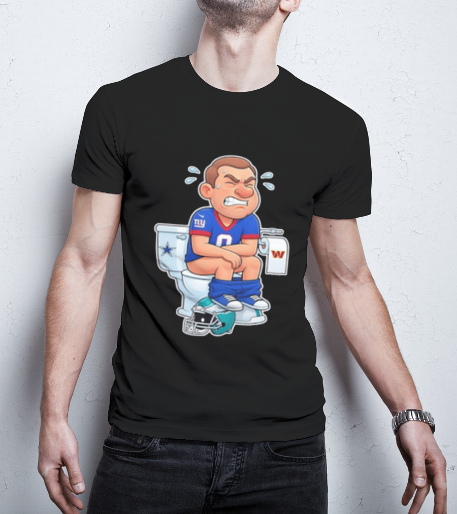 New York Giants Player Cartoon On Toilet With Football Rivalry T-Shirt