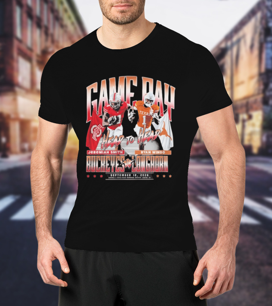Game Day Buckeyes Vs Longhorns Jeremiah Smith Ryan Wingo September 12 2026 T-Shirt
