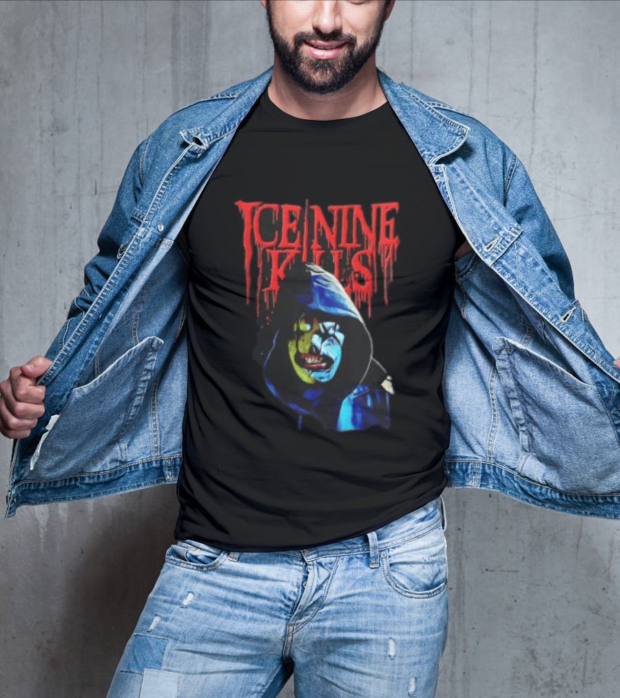 Ice Nine Kills Hooded Figure Clown Mask Dripping Red Letters T-Shirt