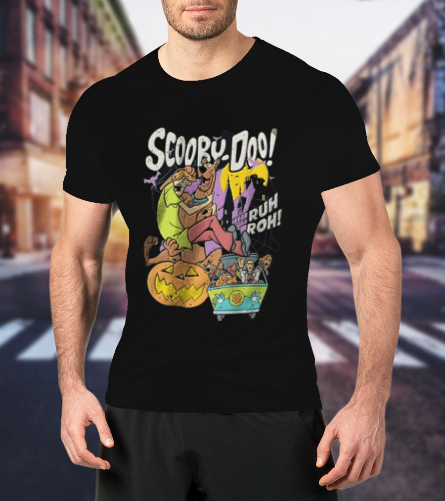 Scooby Doo Ruh Roh Shaggy Haunted House Pumpkin Mystery Machine T-Shirt