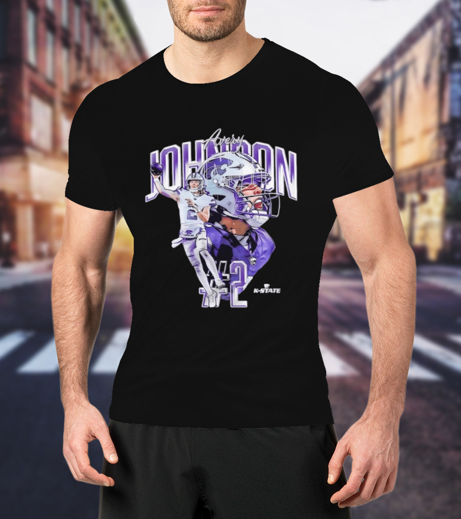Kansas State Wildcats No 2 Avery Johnson NCAA Football Caricature K State T-Shirt
