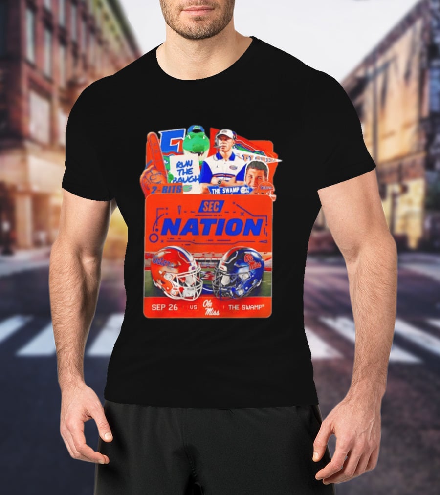 SEC Nation Florida Gators Vs Ole Miss The Swamp September 26 Helmets Football Rivalry T-Shirt