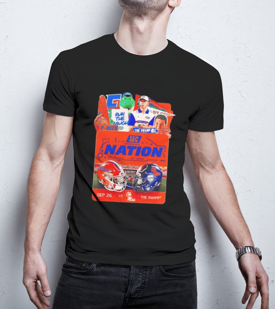 SEC Nation Florida Gators Vs Ole Miss The Swamp September 26 Helmets Football Rivalry T-Shirt