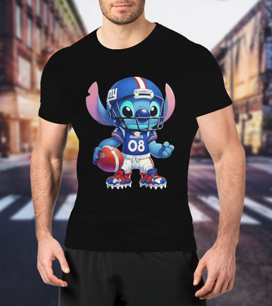 Stitch New York Giants Player Cartoon Collaboration 08 Football T-Shirt