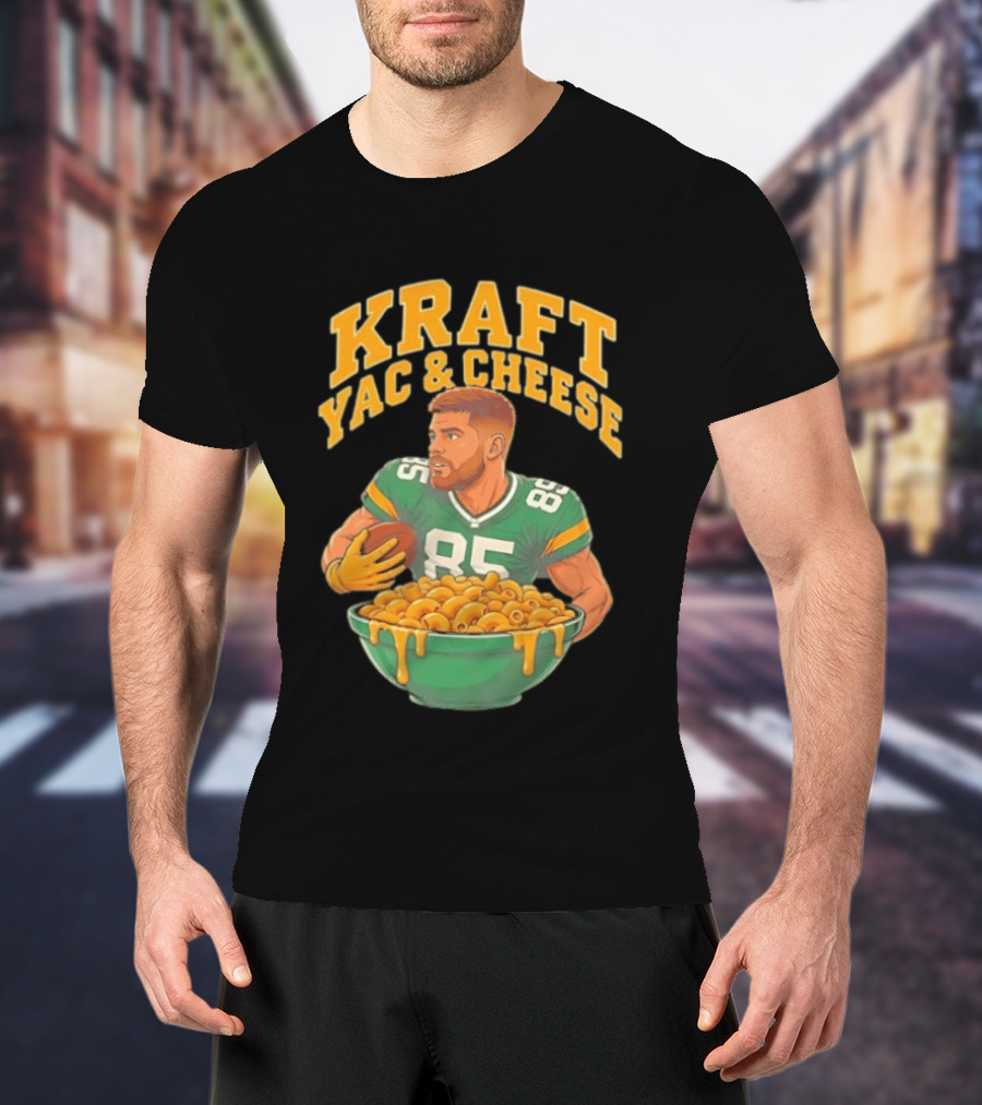 Kraft Yac & Cheese Green Bay Packers 85 Football Player With Bowl T-Shirt