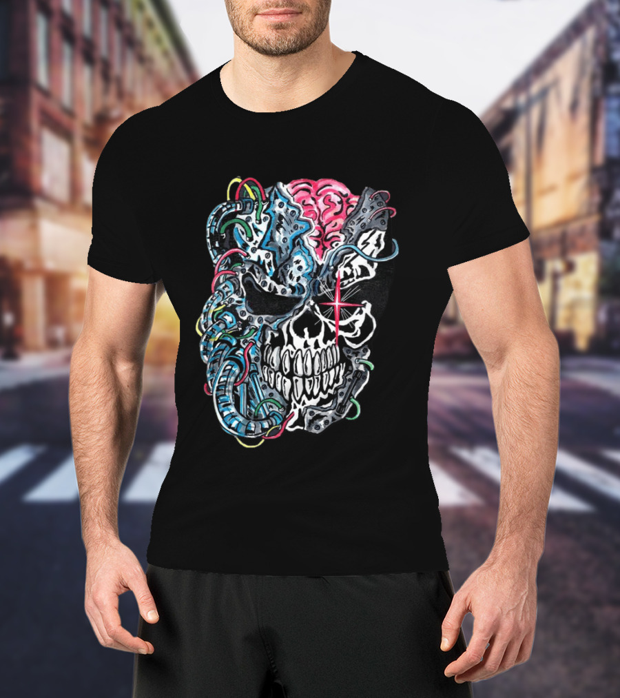 Warrenlotas Cybernetic Skull Art Piece T-Shirt