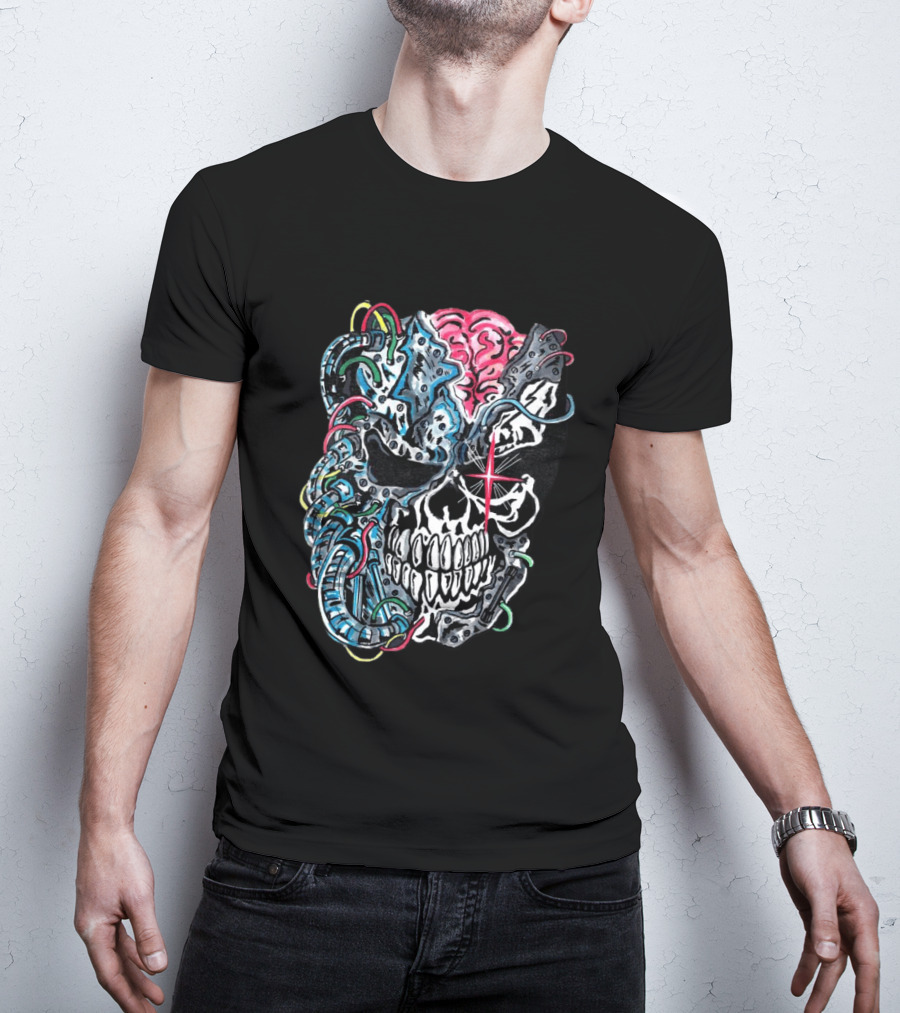 Warrenlotas Cybernetic Skull Art Piece T-Shirt