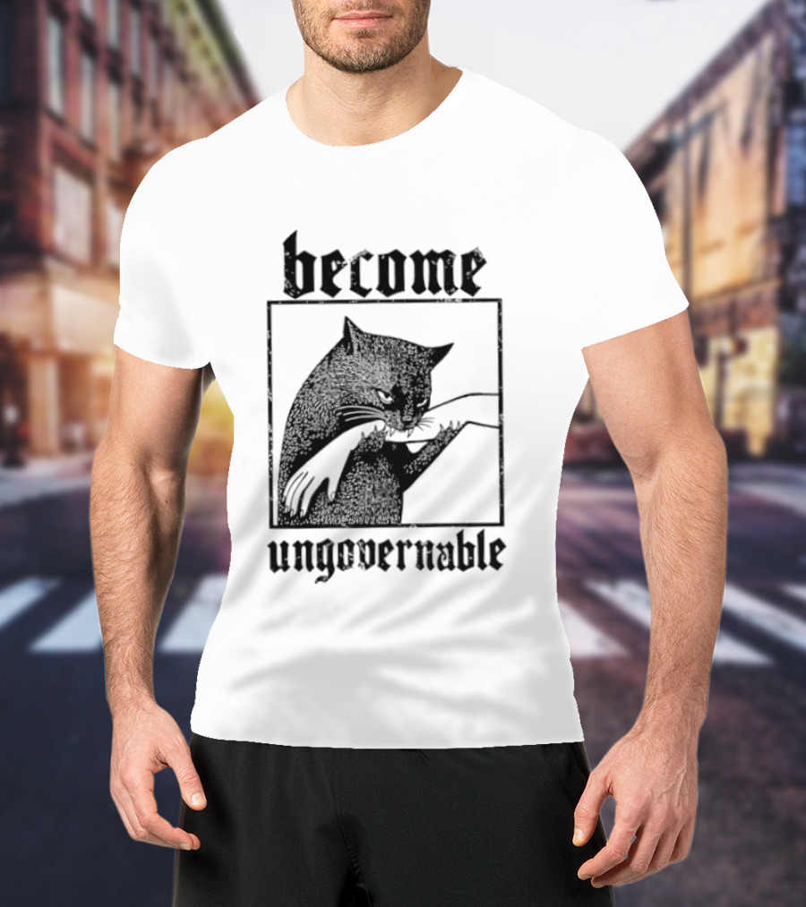 Become Ungovernable Cat Vintage Blackletter T-Shirt