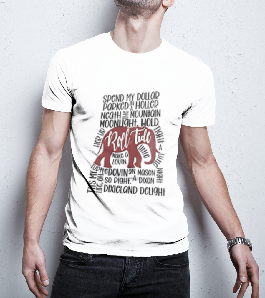 Alabama Crimson Tide Roll Tide Dixieland Delight Elephant T-Shirt