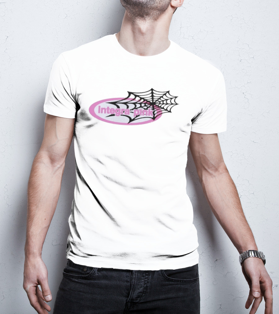 Integra Pink Oval With Black Web White T-Shirt