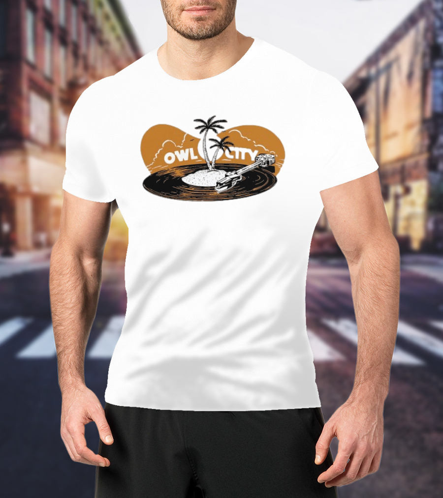 Owl City Vinyl Beach Paradise With Palm Trees T-Shirt