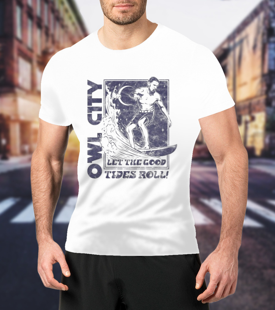 Owl City Let The Good Tides Roll Surfer Wave Adventure T-Shirt
