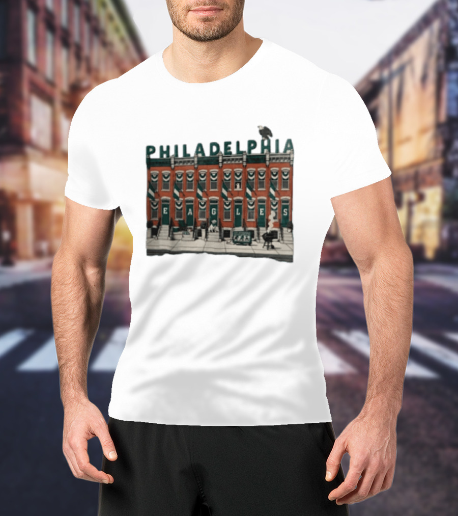 Philadelphia Eagles Birds On The Block Rowhouses T-Shirt