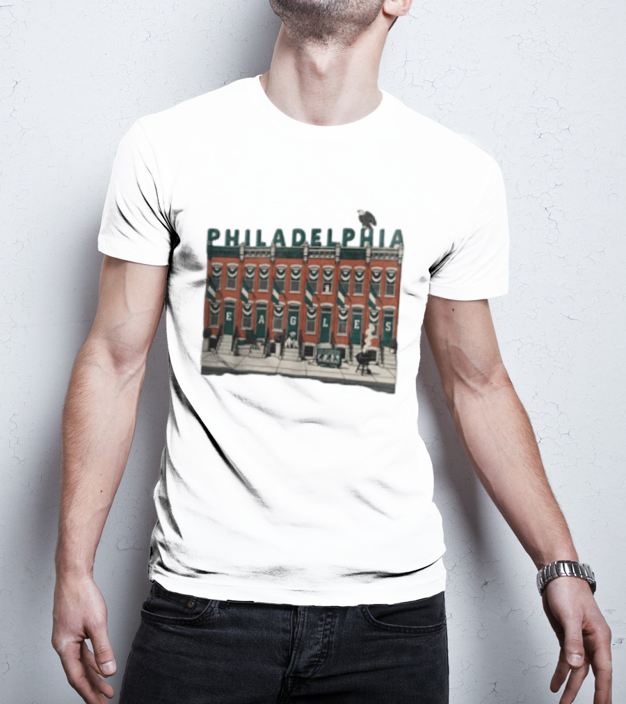 Philadelphia Eagles Birds On The Block Rowhouses T-Shirt