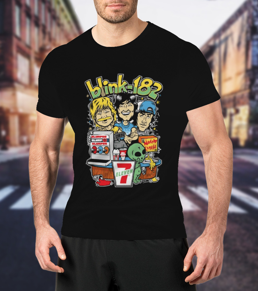 Blink 182 Store 7 Eleven X Blink 182 Take It To Eleven Nacho Fries Slurpee Alien T-Shirt